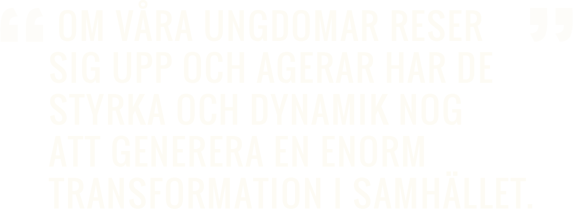 Om våra ungdomar stiger upp och agerar har de styrkan och dynamik som behövs för att generera en stor omvandling i samhället. - Amma